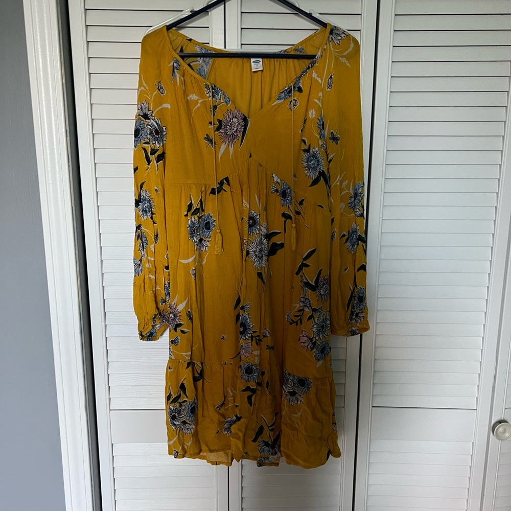 old navy mustard dress floral never worn!